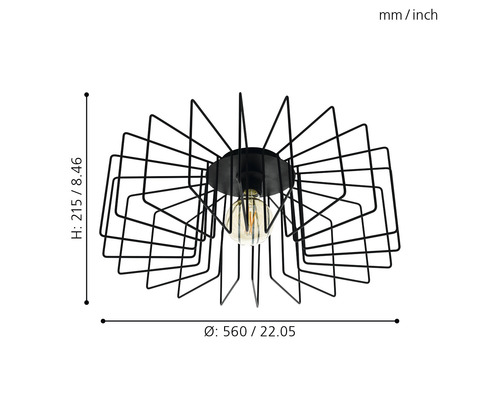 Lumină de plafon din metal cu dimensiunile de 560 pe 215 milimetri