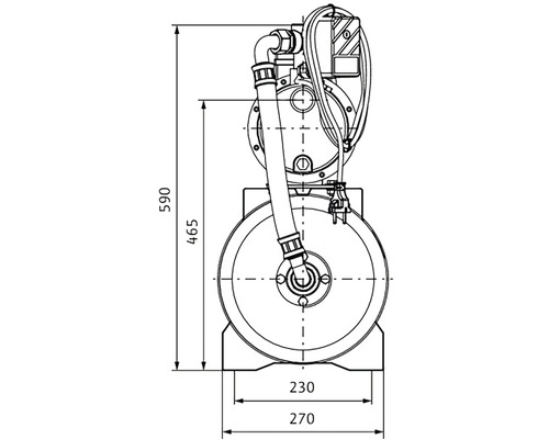 Desen tehnic al unei pompe cu dimensiuni.