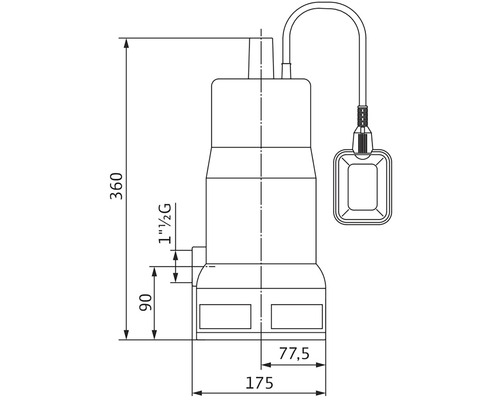 Desen tehnic al unei pompe submersibile cu dimensiuni