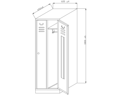 Desen tehnic al unui dulap cu dimensiuni