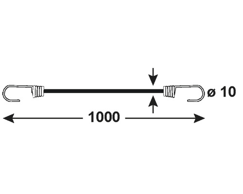 Imagine cu un cordon elastic cu cârlige și dimensiuni