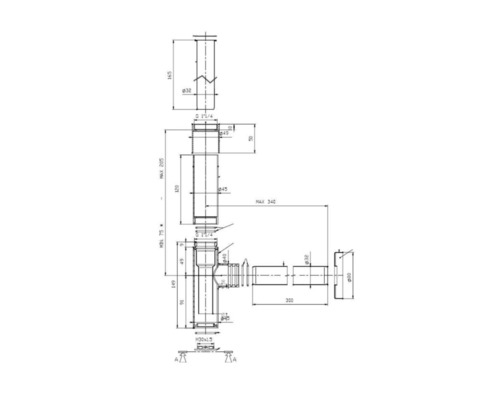 Desen tehnic al unui sistem de instalații sanitare cu dimensiuni