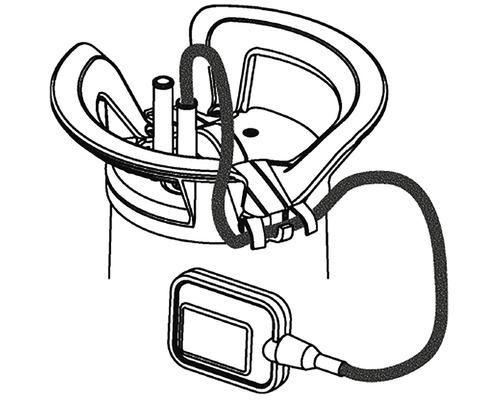 Desen al unui accesoriu pentru o fântână arteziană cu furtun și element dreptunghiular