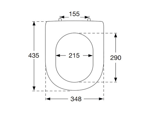 Desen tehnic al unui capac de toaletă cu dimensiuni