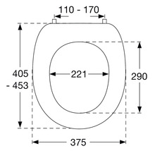 Desen tehnic al unui capac de toaletă cu dimensiuni