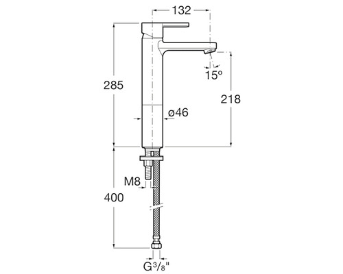 Desen tehnic al unui robinet cu dimensiuni
