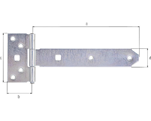 Balamală tip T cu dimensiuni