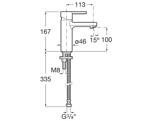 Desen tehnic al unui robinet cu dimensiuni