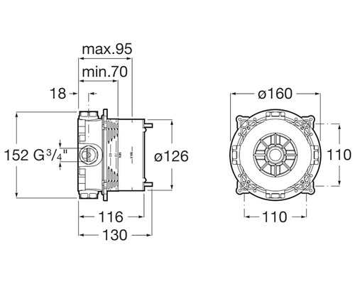 Desen tehnic rezervor de spălare încastrat cu dimensiuni