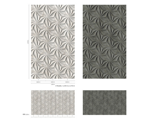 Panouri decorative cu model floral tridimensional în două culori.