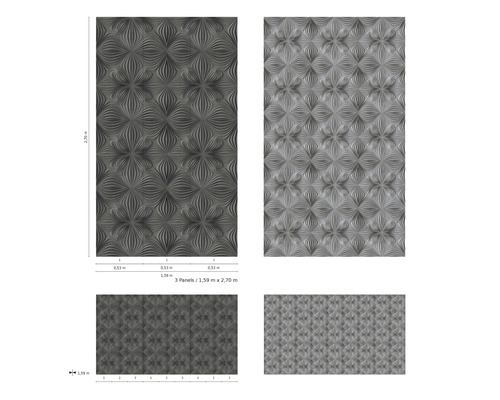 Panouri decorative cu model floral și indicații de dimensiuni.