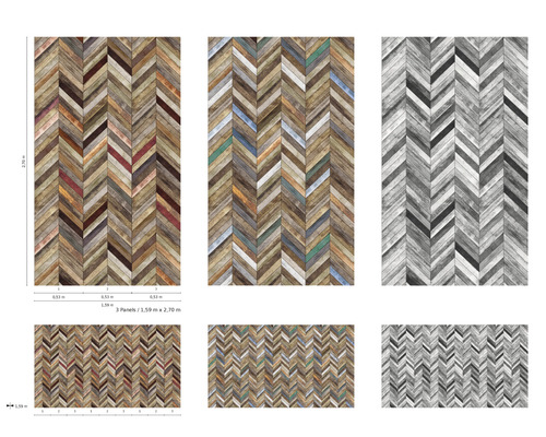 Panouri decorative cu model herringbone în diferite nuanțe