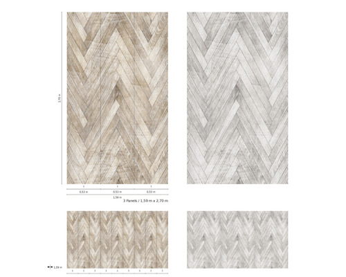 Imagine cu panouri cu model herringbone pentru acoperirea pereților, inclusiv dimensiuni