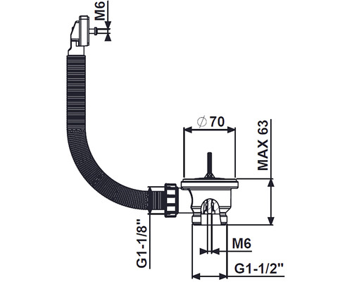 Desen tehnic sifon de scurgere cu dimensiuni