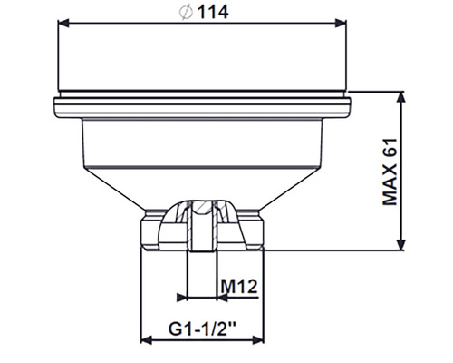 Desen tehnic al unei supape de scurgere cu dimensiuni