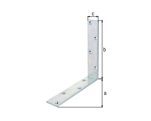 Conector unghiular cu dimensiunile a, b și c pentru fixarea componentelor.