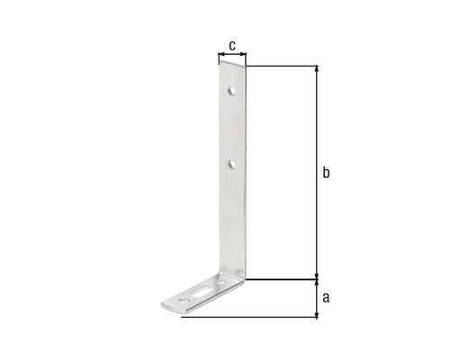 Conector unghiular cu dimensiunile a, b și c.