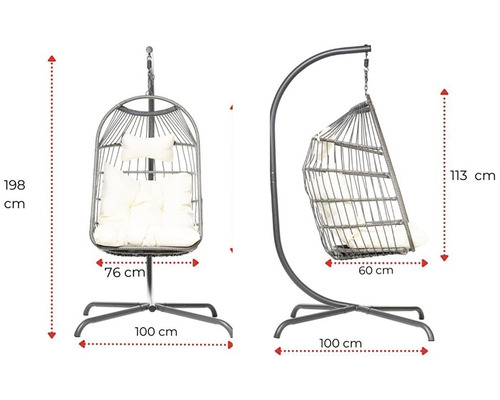 Scaun suspendat cu cadru și dimensiuni