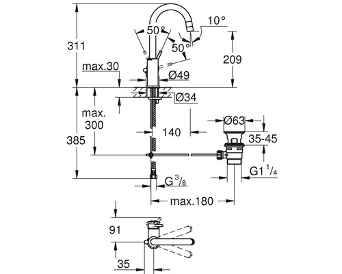 Desen dimensional al unei baterii cu indicații privind dimensiunile