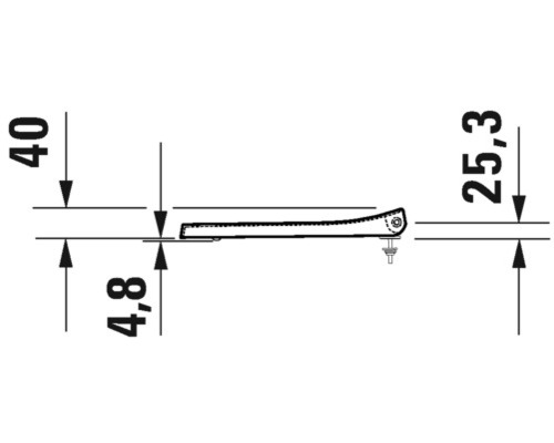 Desen tehnic al unei balamale pentru capac de toaletă cu dimensiuni