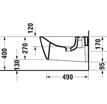 Desen tehnic al unui WC suspendat cu dimensiuni