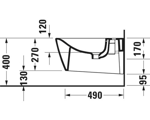 Desen tehnic al unui WC suspendat cu dimensiuni