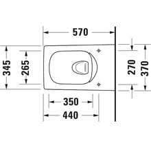 Desen tehnic al unui WC suspendat cu dimensiuni