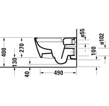 Desen tehnic al unui WC suspendat cu dimensiuni