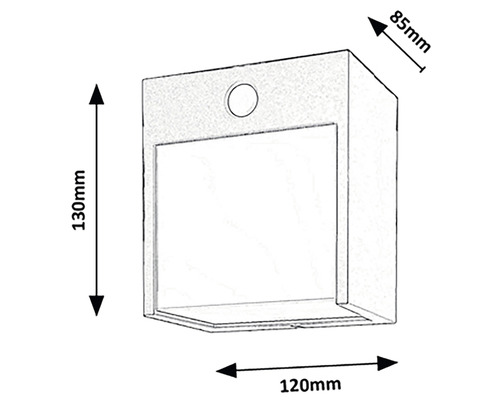 Desen tehnic al unei lămpi de perete cu dimensiuni