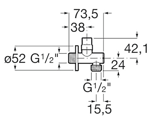 Desen tehnic al unei vane de reglare unghiulară cu indicații de măsurare