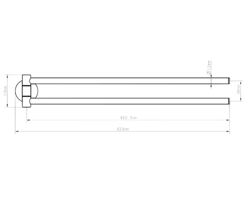 Desen tehnic al unei tije metalice cu dimensiuni