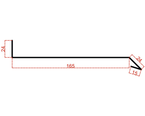 Desen tehnic al unui profil metalic cu dimensiuni