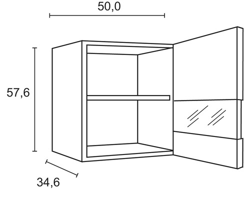 Desen tehnic al unui dulap suspendat cu dimensiuni
