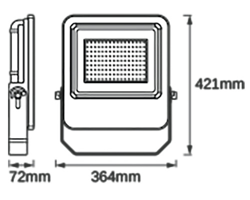 Desen tehnic al unui proiector cu dimensiuni