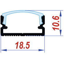 Dimensiunile unui profil LED: 18,5 x 10,6 mm
