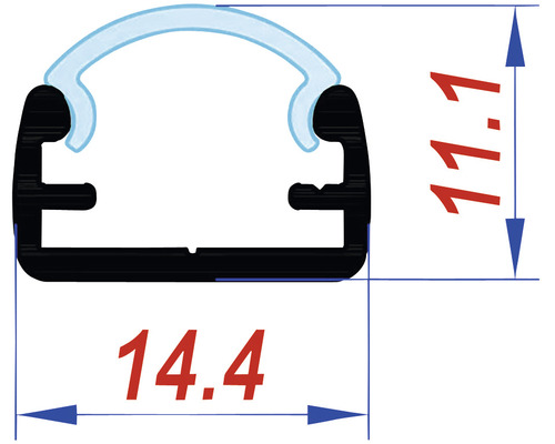 Desen tehnic al unui profil cu dimensiunile 11,1 și 14,4.