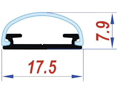 Reprezentare în secțiune transversală a unei garnituri cu indicații de măsurare