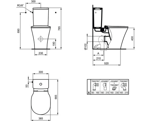 Desen tehnic al unui WC cu dimensiuni