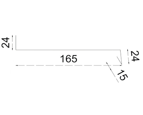 Desen tehnic cu dimensiuni 165, 24 și 15