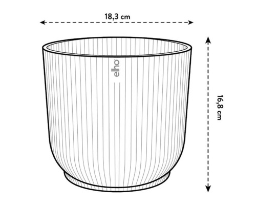 Imagine cu un ghiveci de flori cu dimensiunile de 18,3 cm lățime și 16,8 cm înălțime