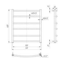 Desen tehnic al unui radiator pentru prosoape cu cote
