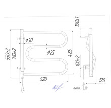 Radiator (calorifer) baie electric portprosop rotativ Mario Lasso-І 550x520 mm 60W inox-thumb-5