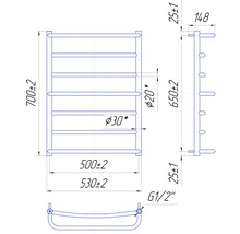 Desen tehnic al unui radiator de prosoape cu dimensiuni