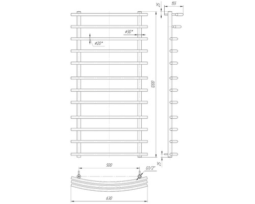 Desen tehnic al unui radiator de prosoape cu dimensiuni