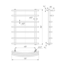 Desen tehnic al unui radiator de prosoape cu dimensiuni