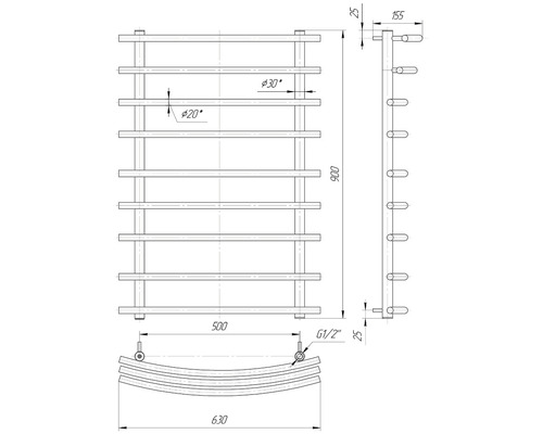 Desen tehnic al unui radiator cu dimensiuni