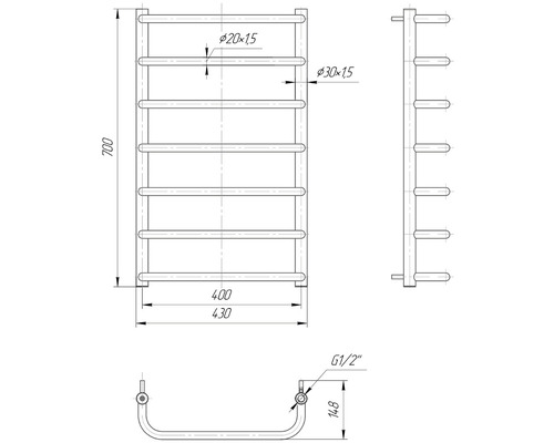 Desen tehnic al unui radiator portprosop cu dimensiuni