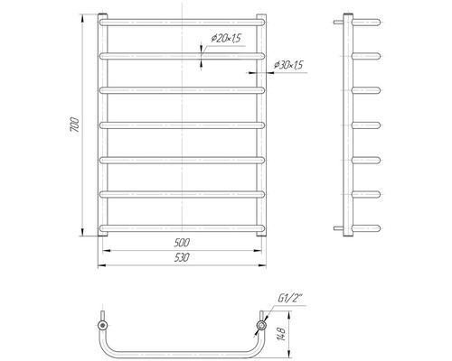 Desen tehnic al unui radiator de prosoape cu dimensiuni