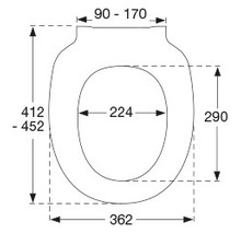 Desen tehnic al unui capac de toaletă cu dimensiuni