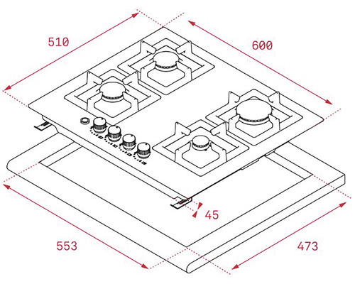Dimensiunile plitei pe gaz